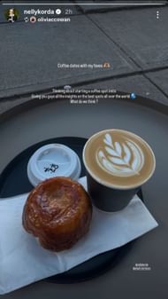 Screenshot of Olivia Cowan's Instagram story reshared by Nelly Korda (via @ nellykorda)